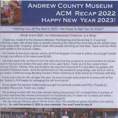 Current edition of Andrew County Museum Newsletter