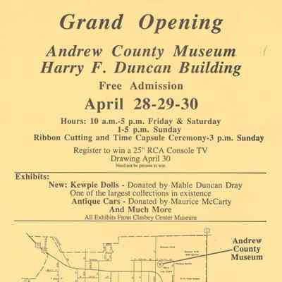 Grand Opening of the Andrew County Museum Harry F. Duncan Building.
