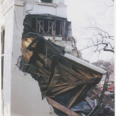 Town Hall Demolition showing tower