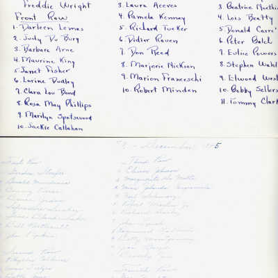 1945 Class 2 - no teacher listed, verso, University Avenue School