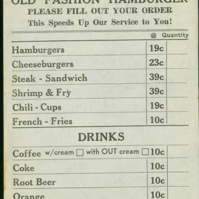 Old Fashion Hamburger Menu