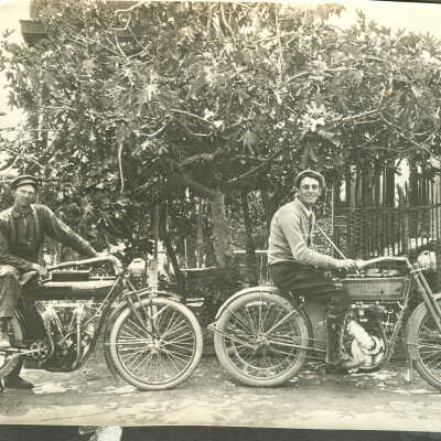 Joseph Scott and friend on motorcycles