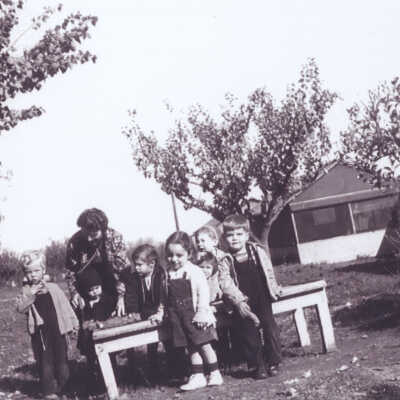 Children around a table