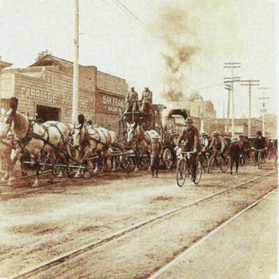 Fire Wagon and Bicycles