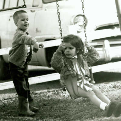 Playing on the swings