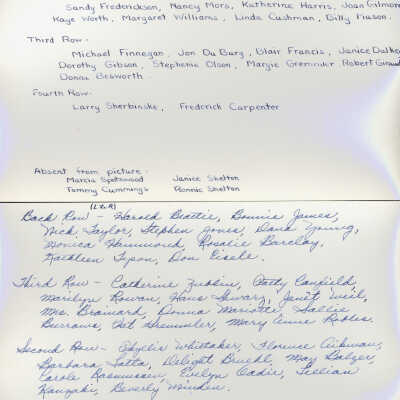 1947 Class 2 - Claire Coolidge, teacher, verso, University Avenue School
