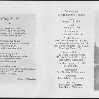 Arch Lipsett Cilker funeral program