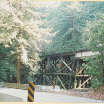 Route of S.P.C., S.P. and more recently the Santa Cruz, Big Tree & Pacific Railway: A trestle on The Santa Cruz, Big Trees & Pacific Railway