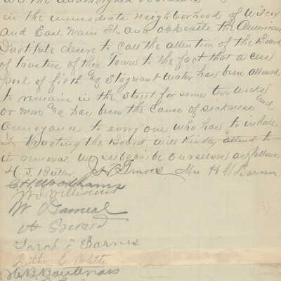 1893 Letter to the Town Trustees