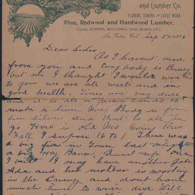 1896 Letter on Western Mill Stationery