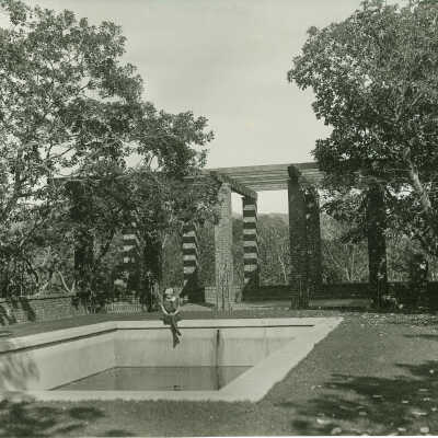 Mrs. Haupt at the Tevis Estate swimming pool