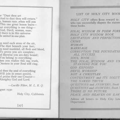 1930 Holy City Booklet pages 27, end cover