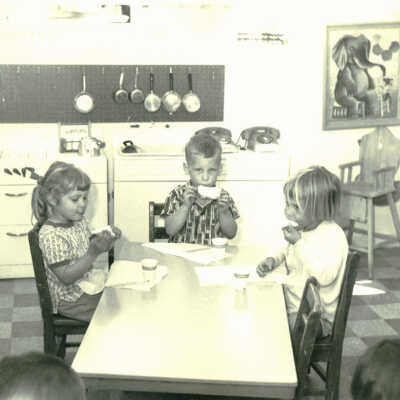 Children eating at a table