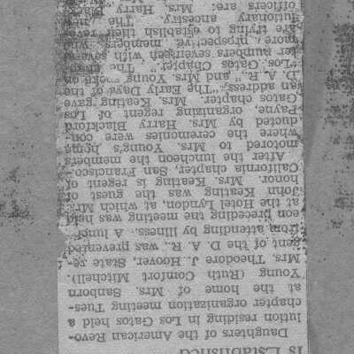 1929 November - New D.A.R. Chapter