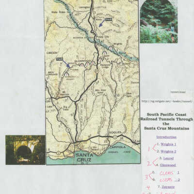 Tunnel Locations Along the Route of the South Pacific Coast Railroad