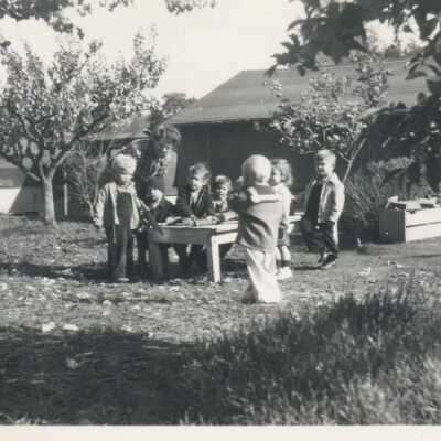 Children around a table