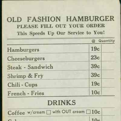 Old Fashion Hamburger Menu