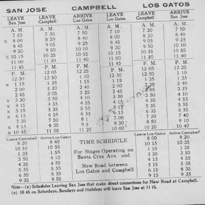 1916 - 1924 Stage line schedule verso