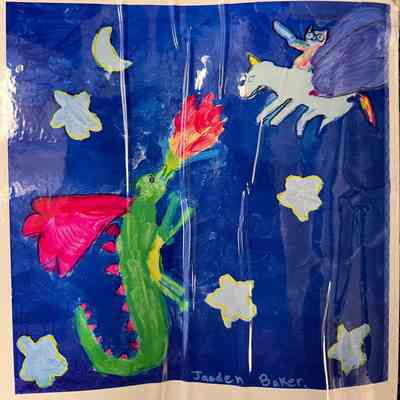 2016 - Dragon with Unicorn Pegasus in the Sky