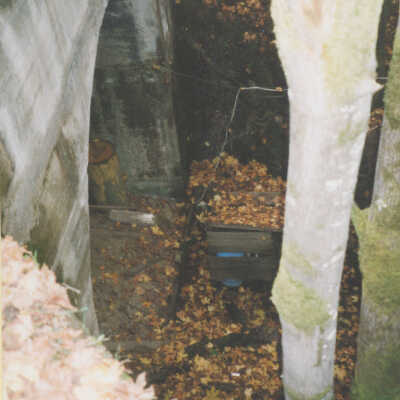 Route of S.P.C. and S.P. Railroads: A view looking down at the south portal of the Glenwood-Laurel Tunnel