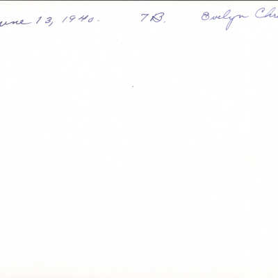 1940 Class 7B - Evelyn Christman, teacher, verso, University Avenue School