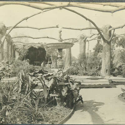 Fountain under arbor