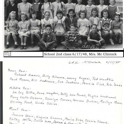 1948 Class 2 - Miss McClintock, teacher, verso, University Avenue School