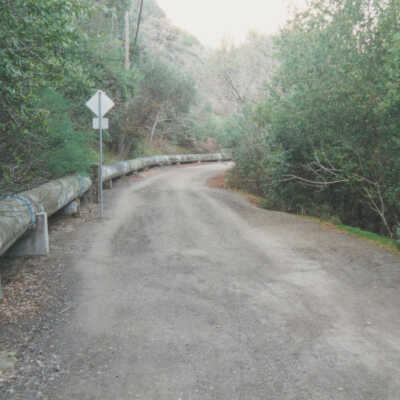 Route of the SPC/SP Railroads: A view from the Los Gatos Creek Trail just below Lenihan Dam