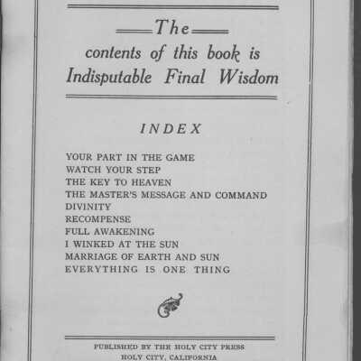 1930 Holy City Booklet index