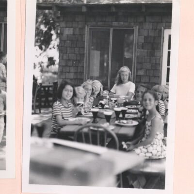 The girls' table for lunch outside