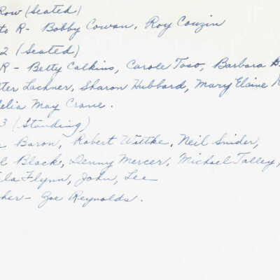 1948 Class - Zoe Reynolds, teacher, verso, University Avenue School