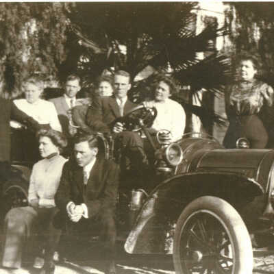 Cilker family with their first automobile