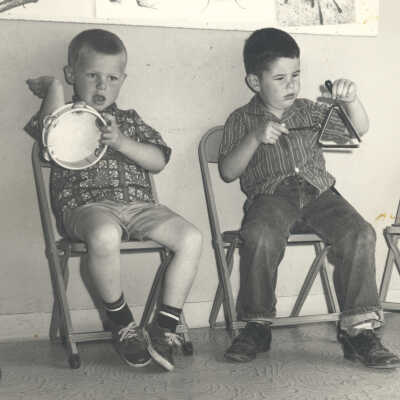 2 Boys with rhythm instruments
