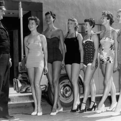 Police Chief Ralph Phillips and "Miss Los Gatos" candidates