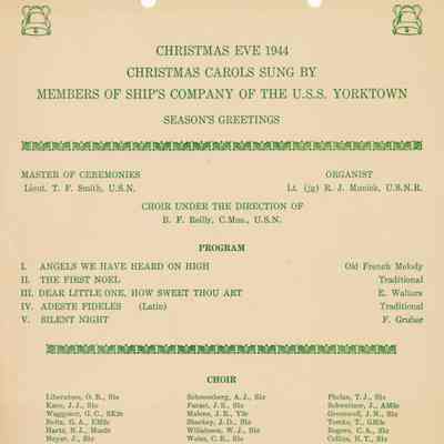 USS Yorktown Christmas Eve Celebration Program