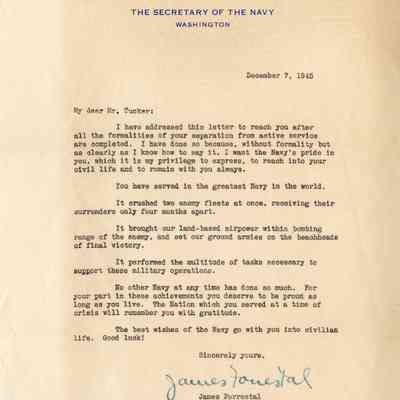 "Best Wishes of the Navy..." Letter
