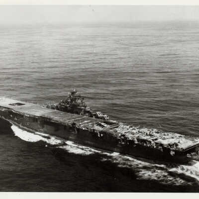 A Damaged USS Franklin (CV-13) Headed Home