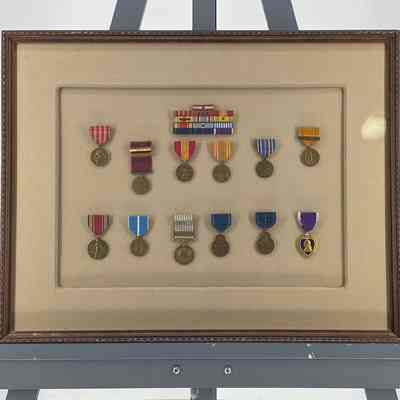 Framed Service Medals Display of Arthur F. Doty, Jr.