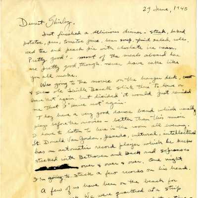 Letter from Lt. Gerald Hennesy to His Sister Dated June 29, 1945
