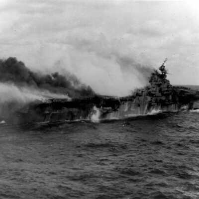The USS Franklin (CV-13) Battles Fires at Sea