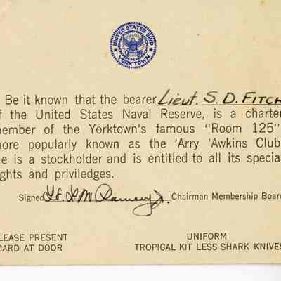 'Arry 'Hawkins Club Membership Card