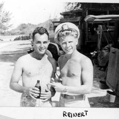 Two Members of VF-1 Squadron Drinking Beers While on Shore Leave