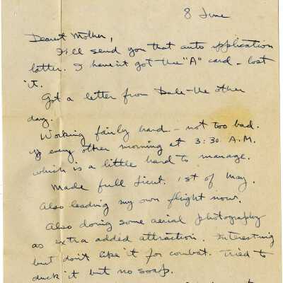 Letter from Lt. Gerald Hennesy to His Mother Dated June 8, 1945