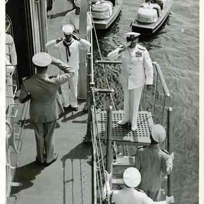 Admiral "Jocko" Clark returns to the USS Yorktown (CVA-10).