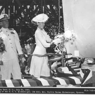 USS Eichenberger (DE-202) Launching