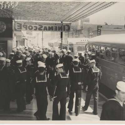 Yorktown Sailors Attending a Showing of "Jet Carrier".