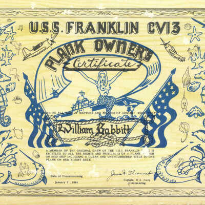 USS Franklin (CV-13) Plank Owner Certificate
