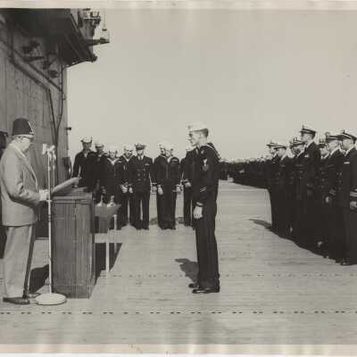 Award Ceremony Aboard the USS Yorktown (CVA-10)