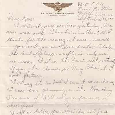 Letter from Charles Bonness to His Sister, September 25, 1941
