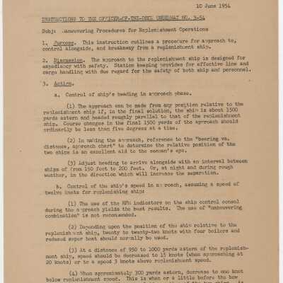 Officer of The Deck Instructions Dated June 10, 1954